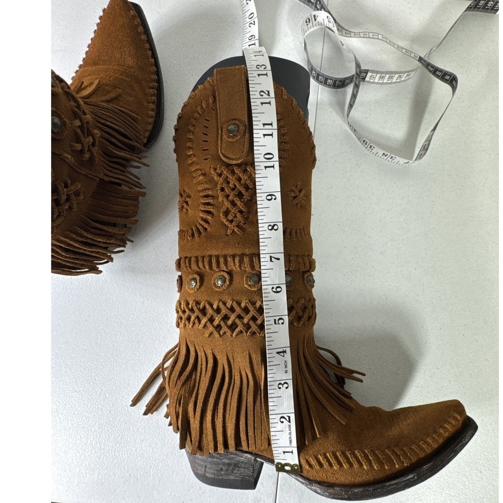 Old Gringo Chucha Western Fringe Cowboy Boots Women's Size 7 Rust Brown Studs - Picture 12 of 16
